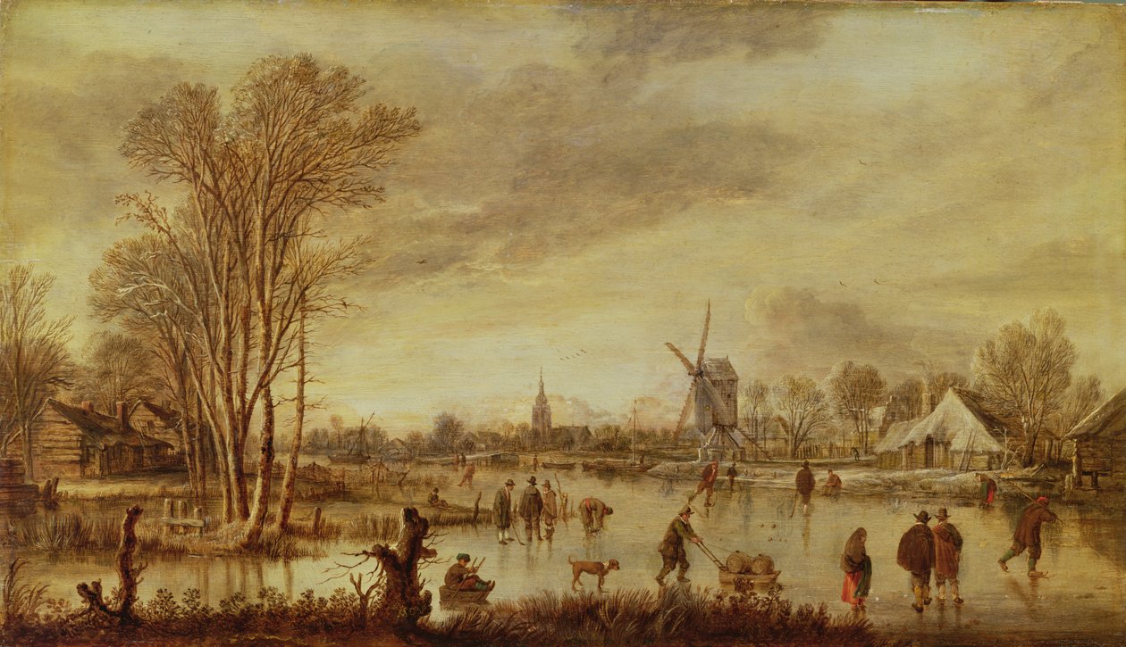 Een rivier in de winter door Aert van der Neer