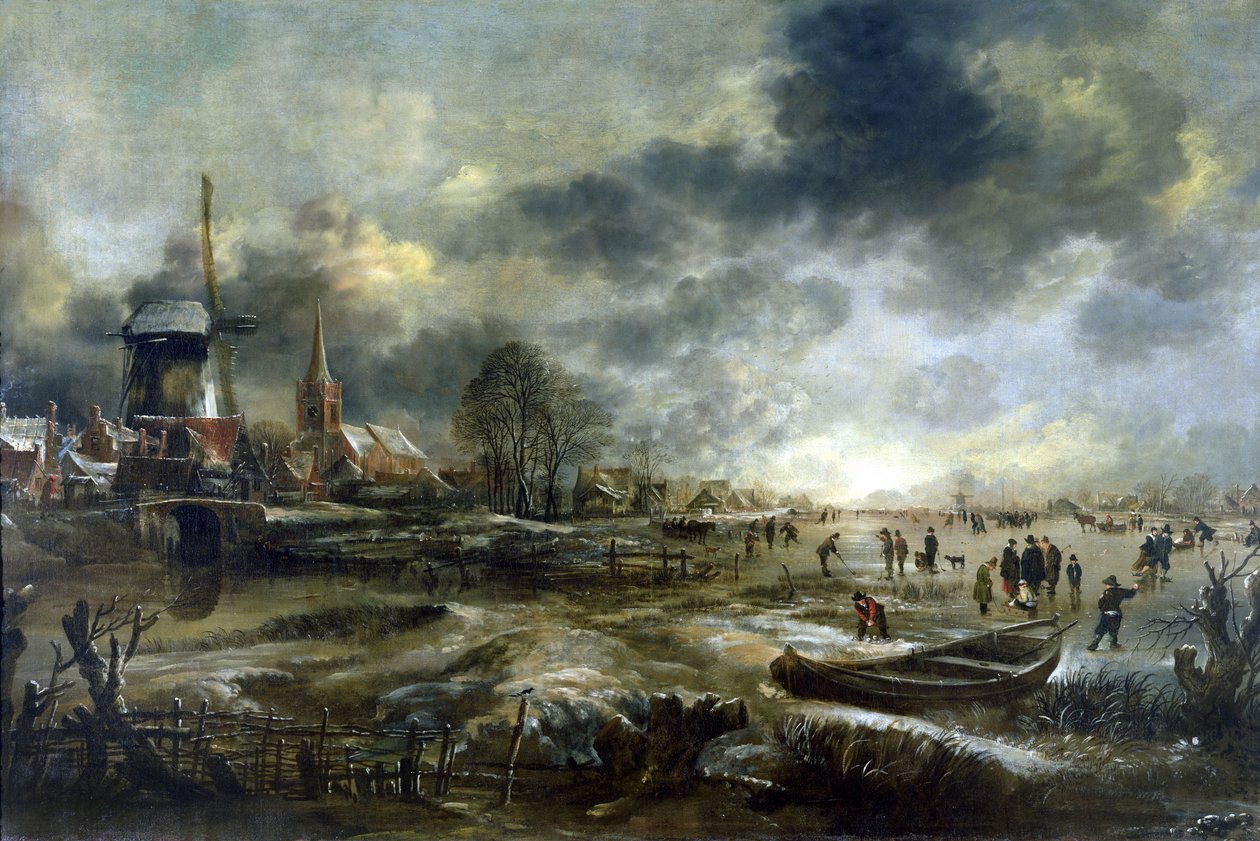 Bevroren Rivierscène door Aert van der Neer