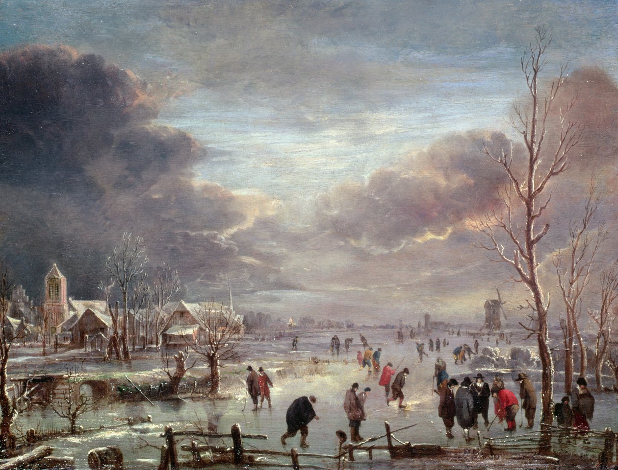 Landschap in de winter door Aert van der Neer