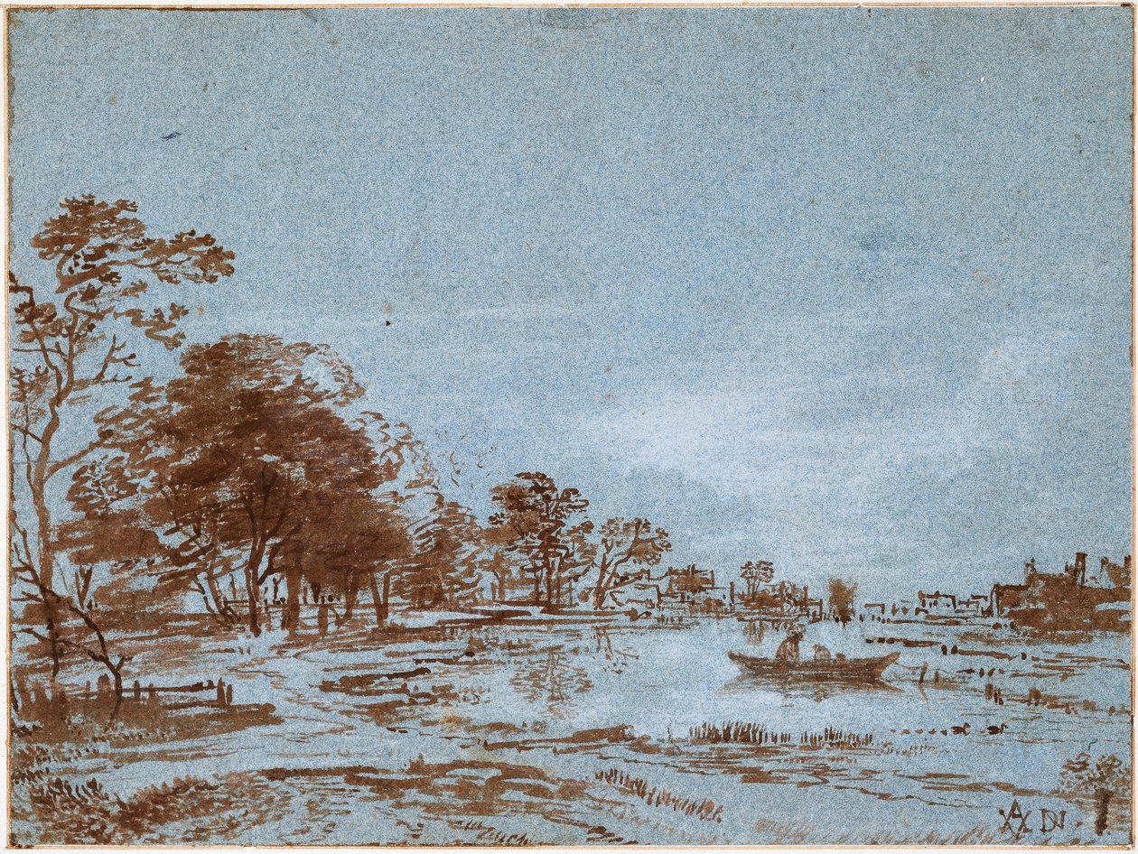 Rivierlandschap bij maanlicht, ca. 1650-1660 door Aert van der Neer
