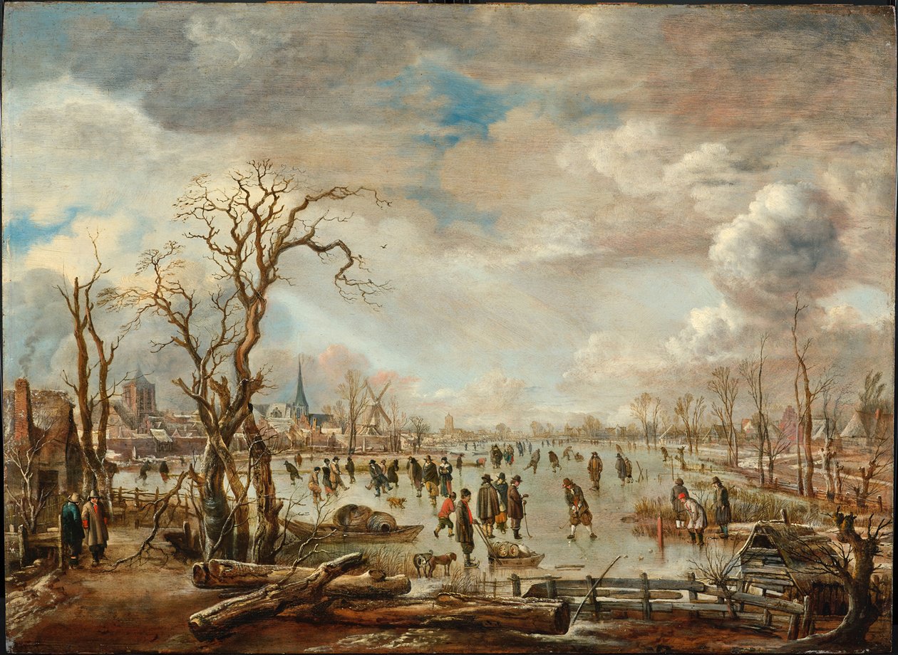 Winterlandschap met IJspret door Aert van der Neer