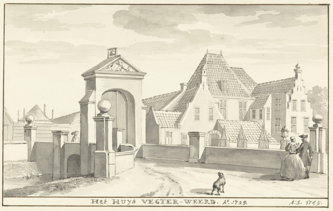 De havezathe Vechterweerd bij Zwolle in 1729 door Aert Schouman