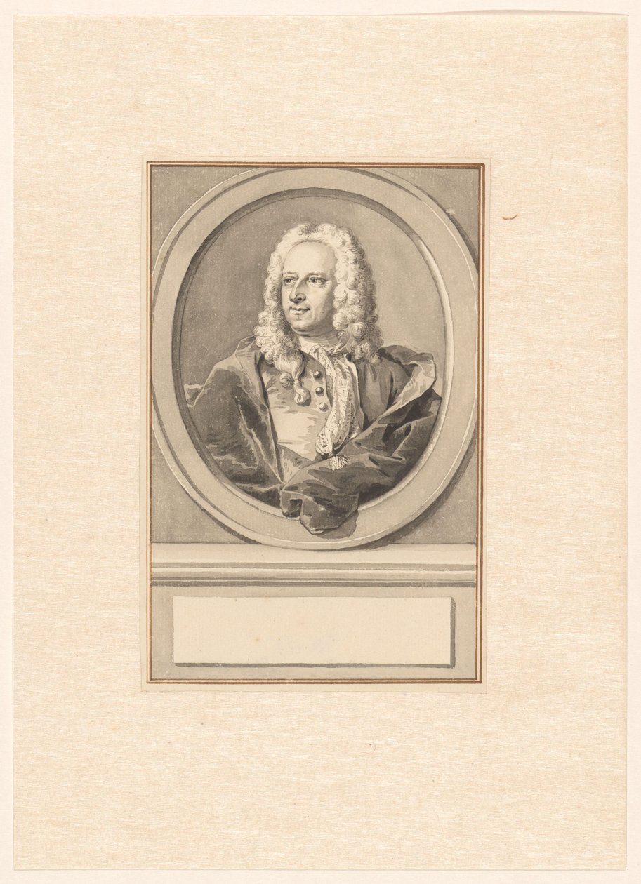 Portret van Abraham van Hoey, in ovaal, naar links door Aert Schouman