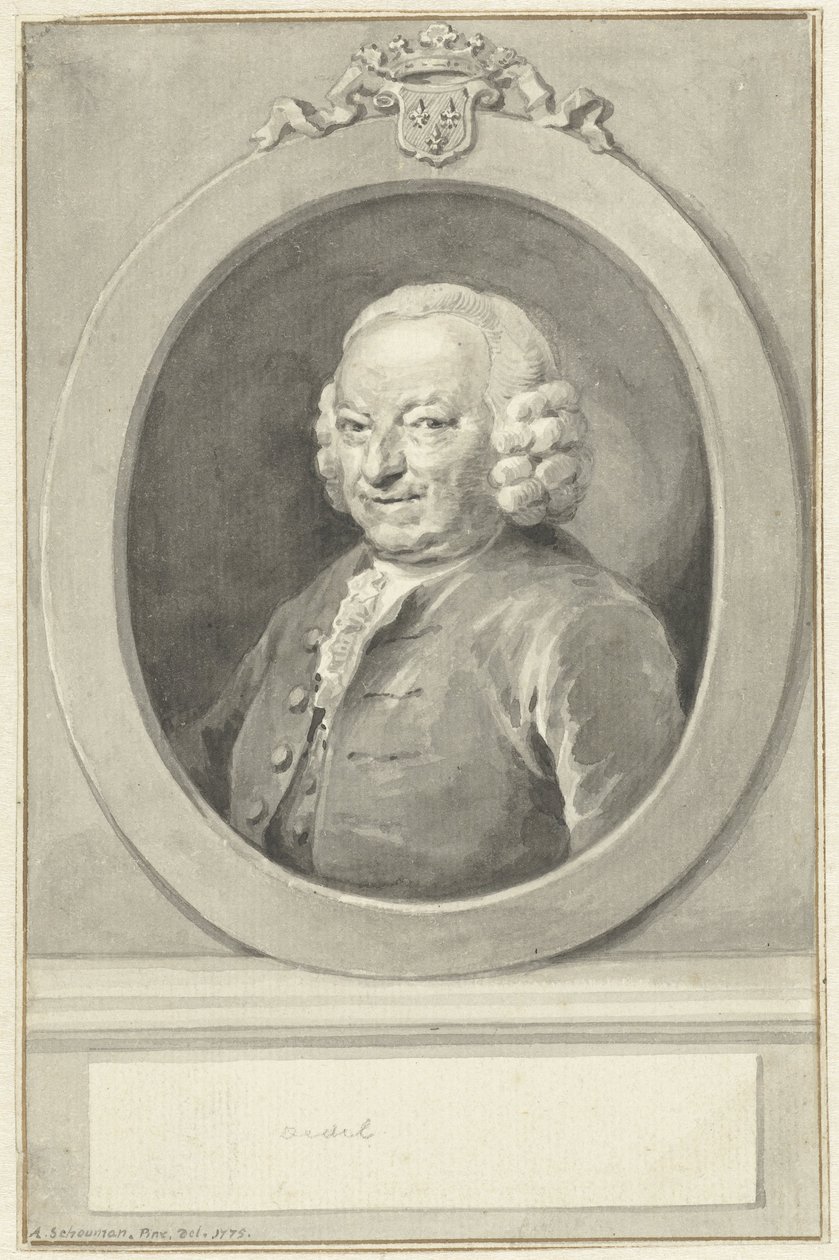 Portret van Johan Hudde Dedel, in ovaal, naar links door Aert Schouman