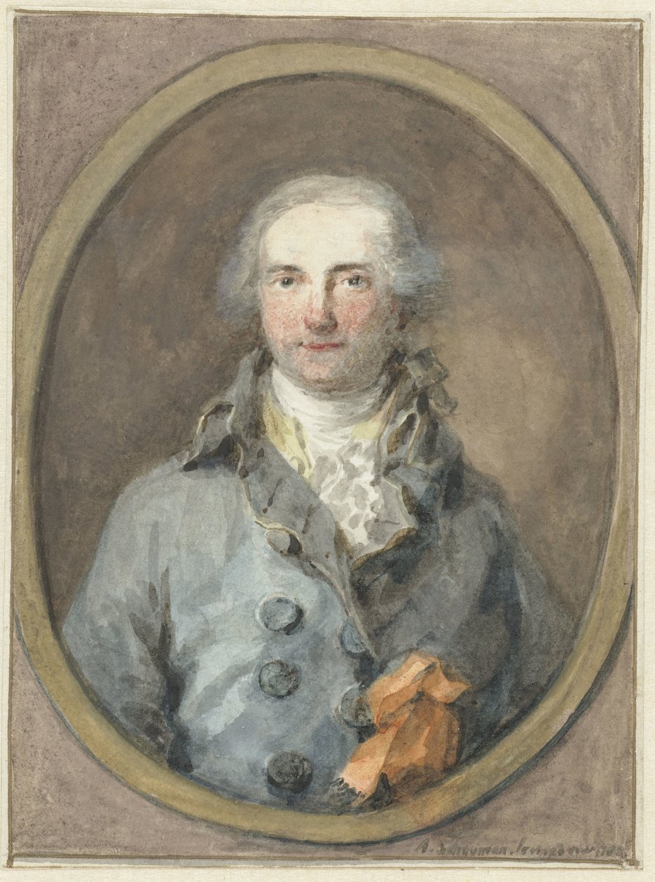 Portret van een heer in een ovaal kader door Aert Schouman