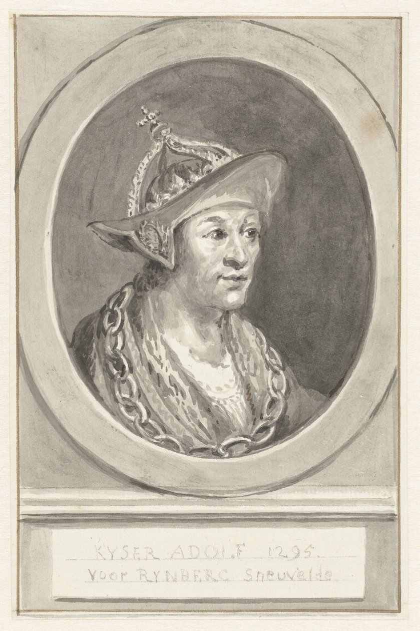 Portret van keizer Adolf VII van Nassau, in ovaal, naar rechts door Aert Schouman