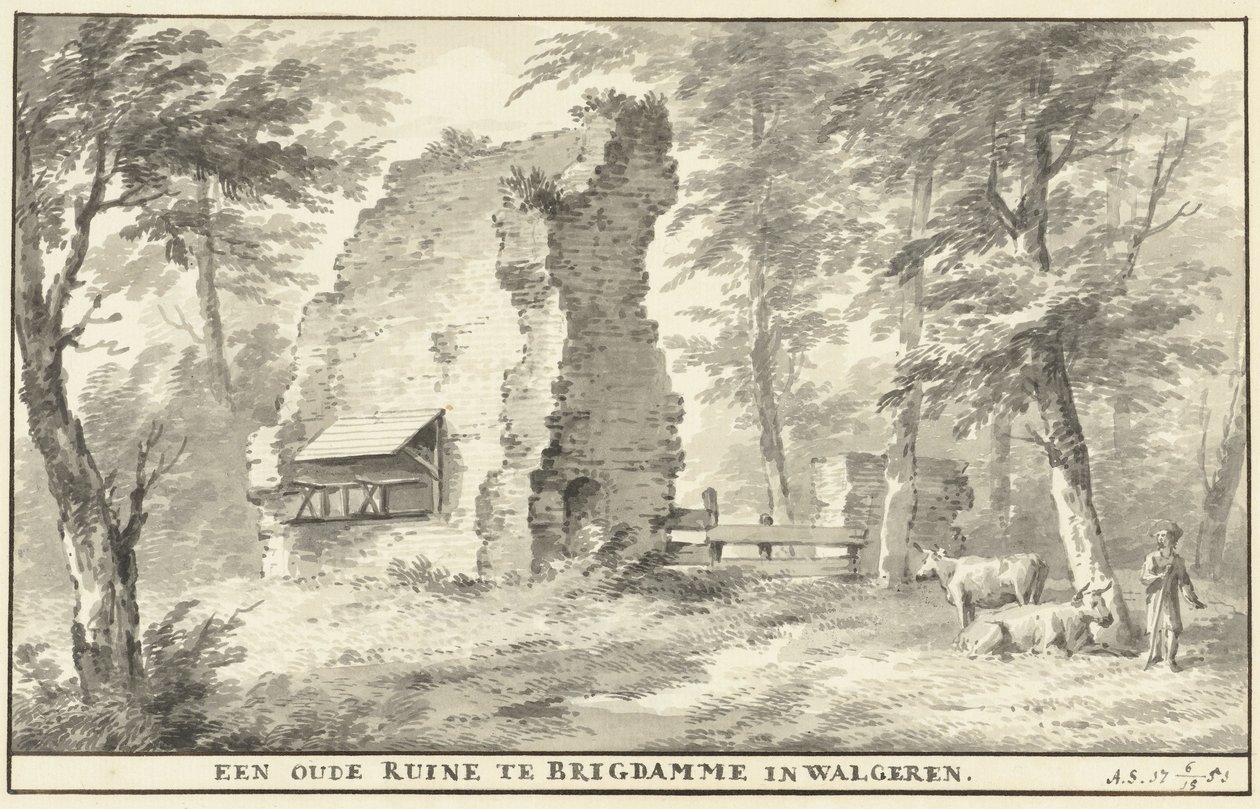 Ruïne te Brigdamme op Walcheren door Aert Schouman