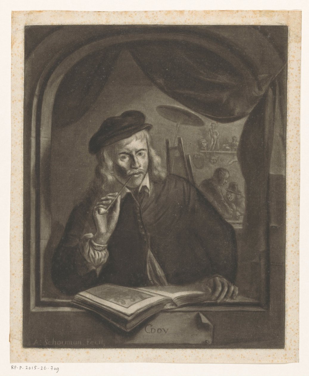 Zelfportret van Gerard Dou door Aert Schouman