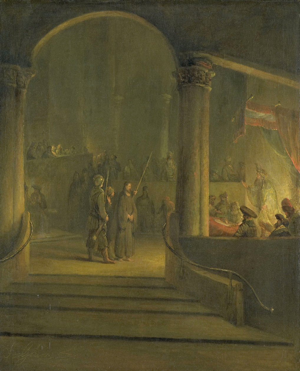 Christus voor Kajafas door Aernt de Gelder