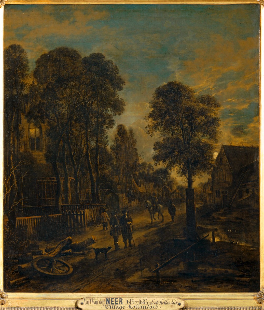 Dorp doorkruist door een weg ... door Aert van der (after) Neer