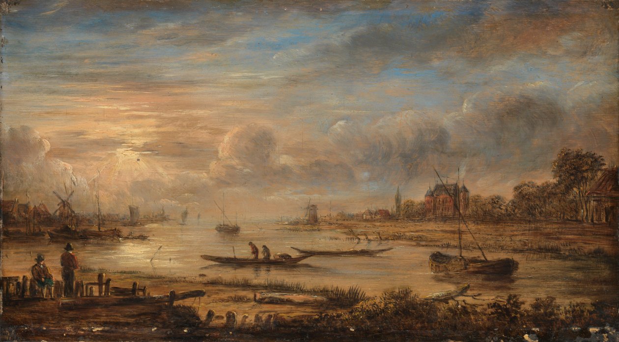Riviergezicht bij zonsopgang door Aert van der Neer (copy after)
