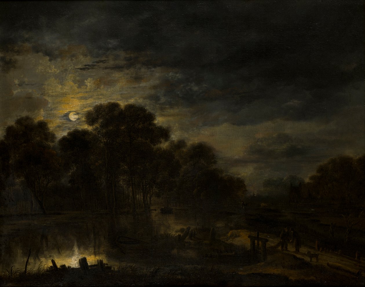 Rivierlandschap bij maanlicht door Aert van der Neer