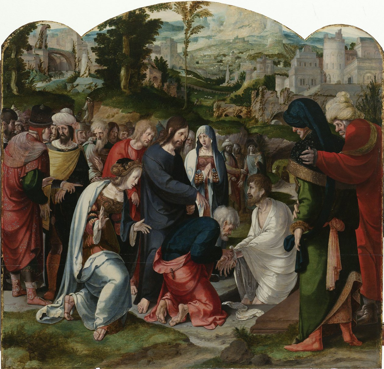 De Opwekking van Lazarus (middenpaneel van het drieluik) door Aertgen Claesz van Leyden