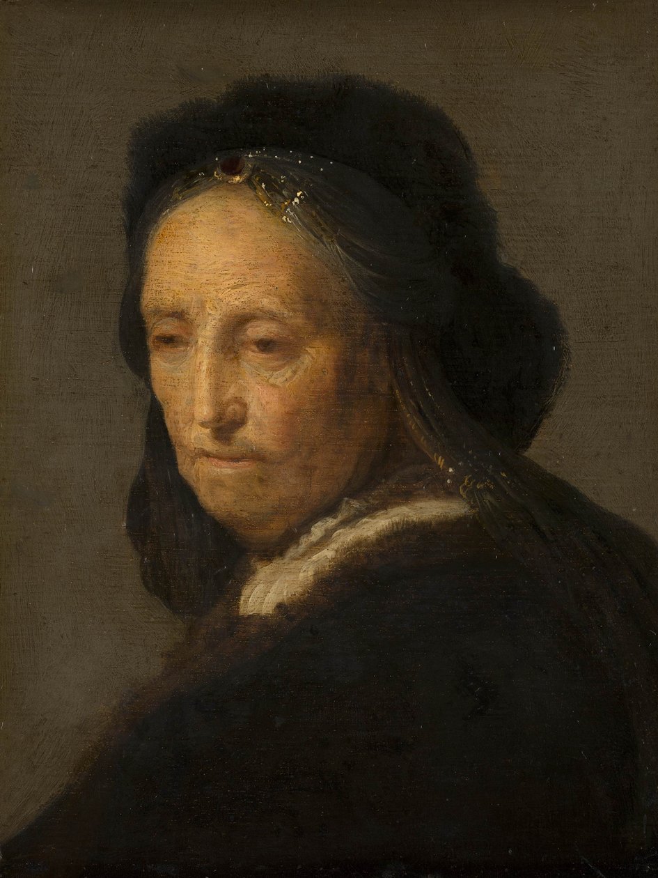 Studie van een Oude Vrouw door after Rembrandt van Rijn