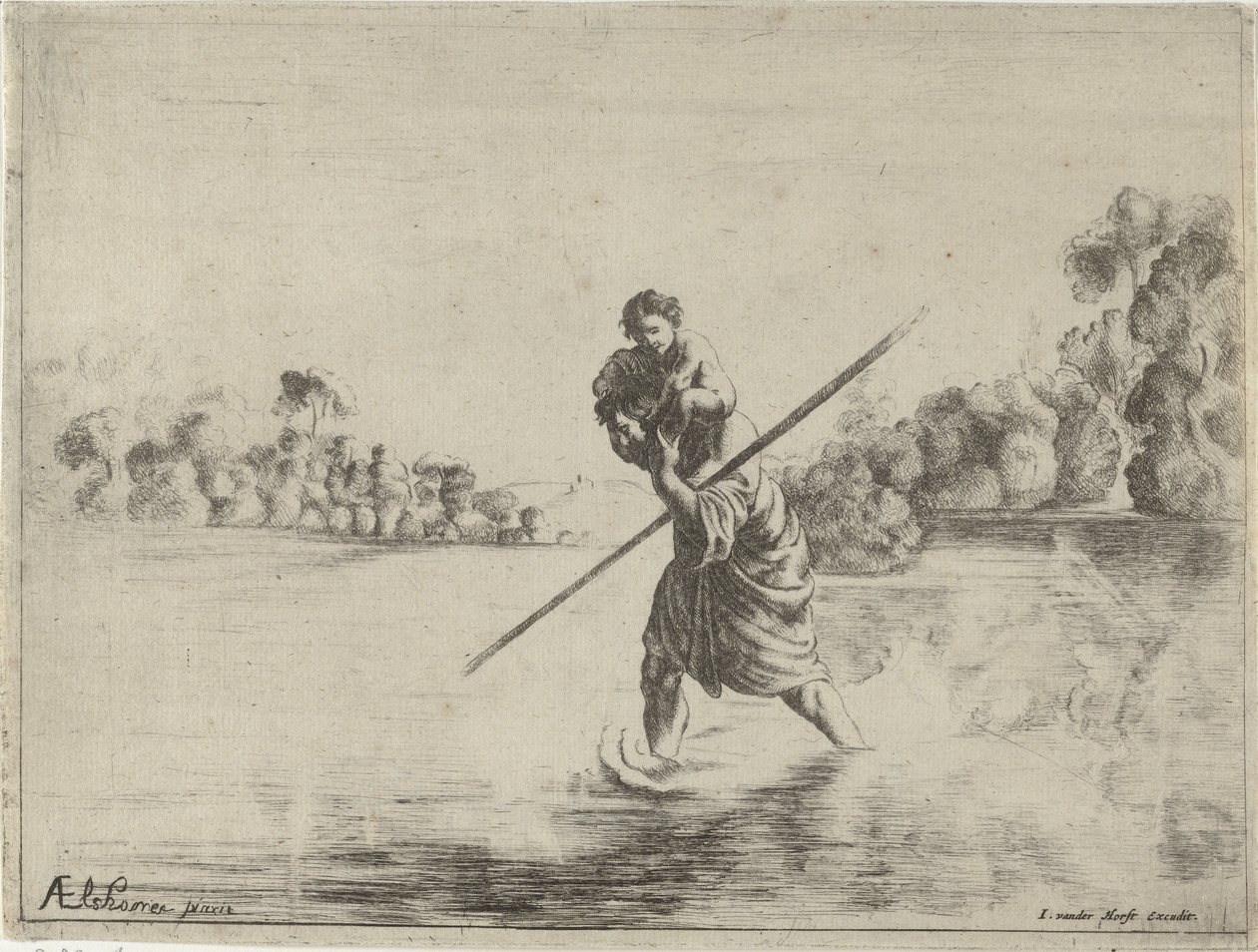 Sint Christoffel door After Adam Elsheimer