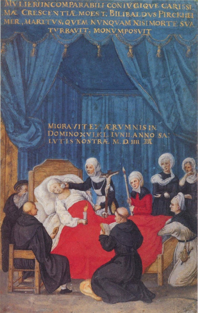 de dood van Crescentia Pirckheimer door After Albrecht Dürer