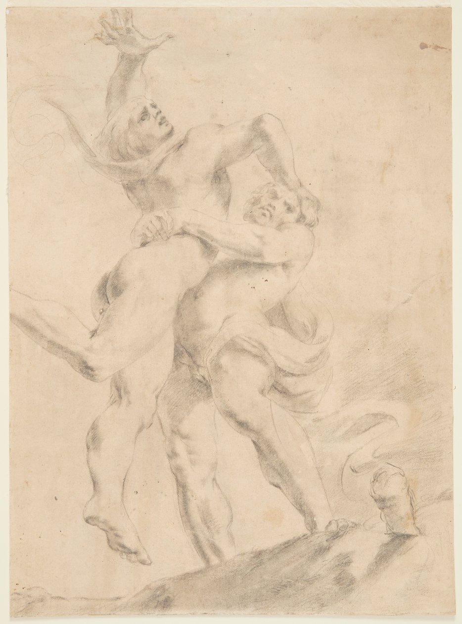 Studie voor Hercules en Antaeus door After Annibale Carracci