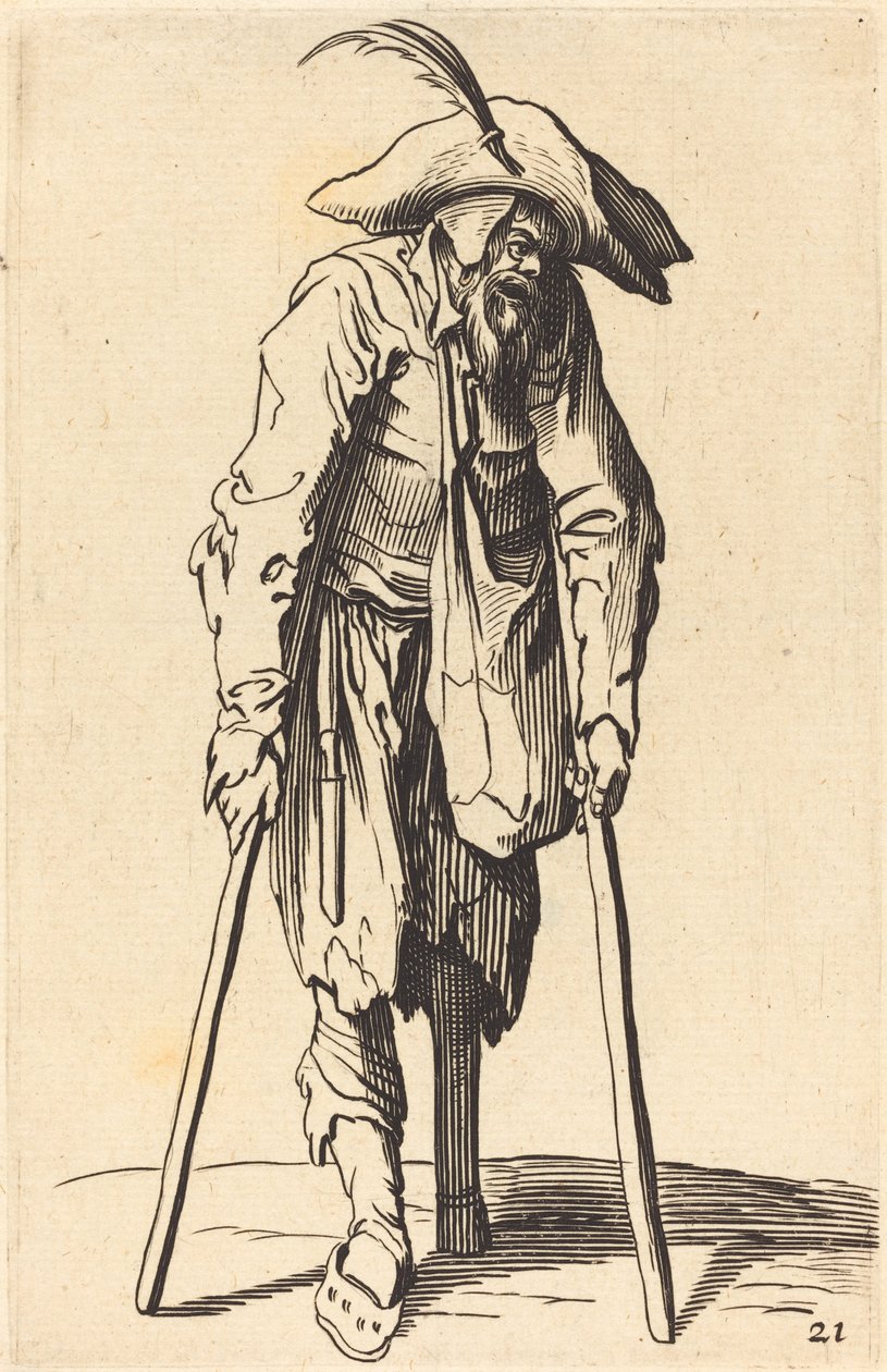 Bedelaar met houten been door After Jacques Callot