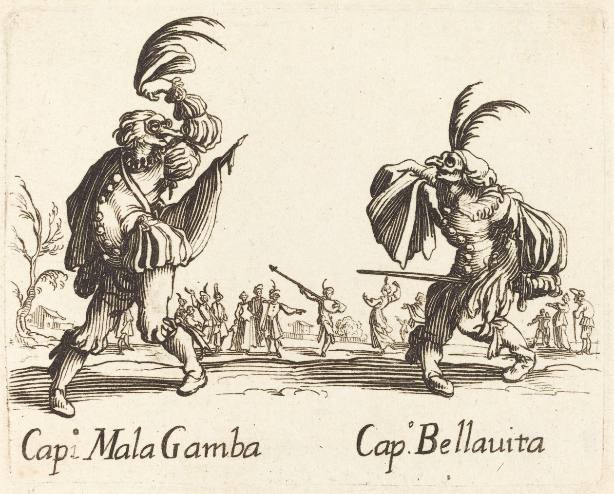 Kapitein Mala Gamba en Kapitein Bellavita door After Jacques Callot