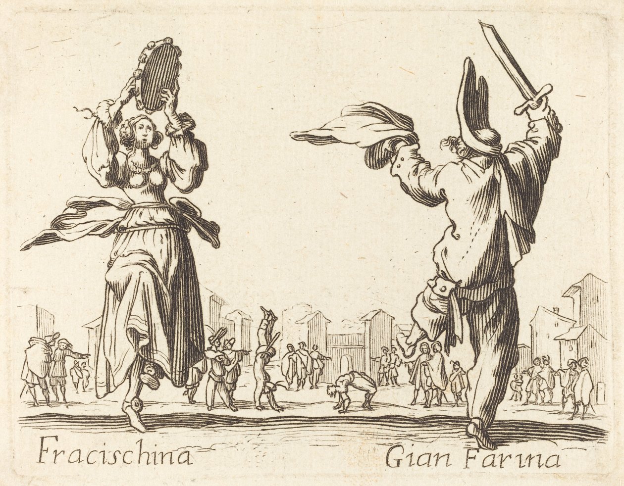 Fracischina en Gian Farina door After Jacques Callot