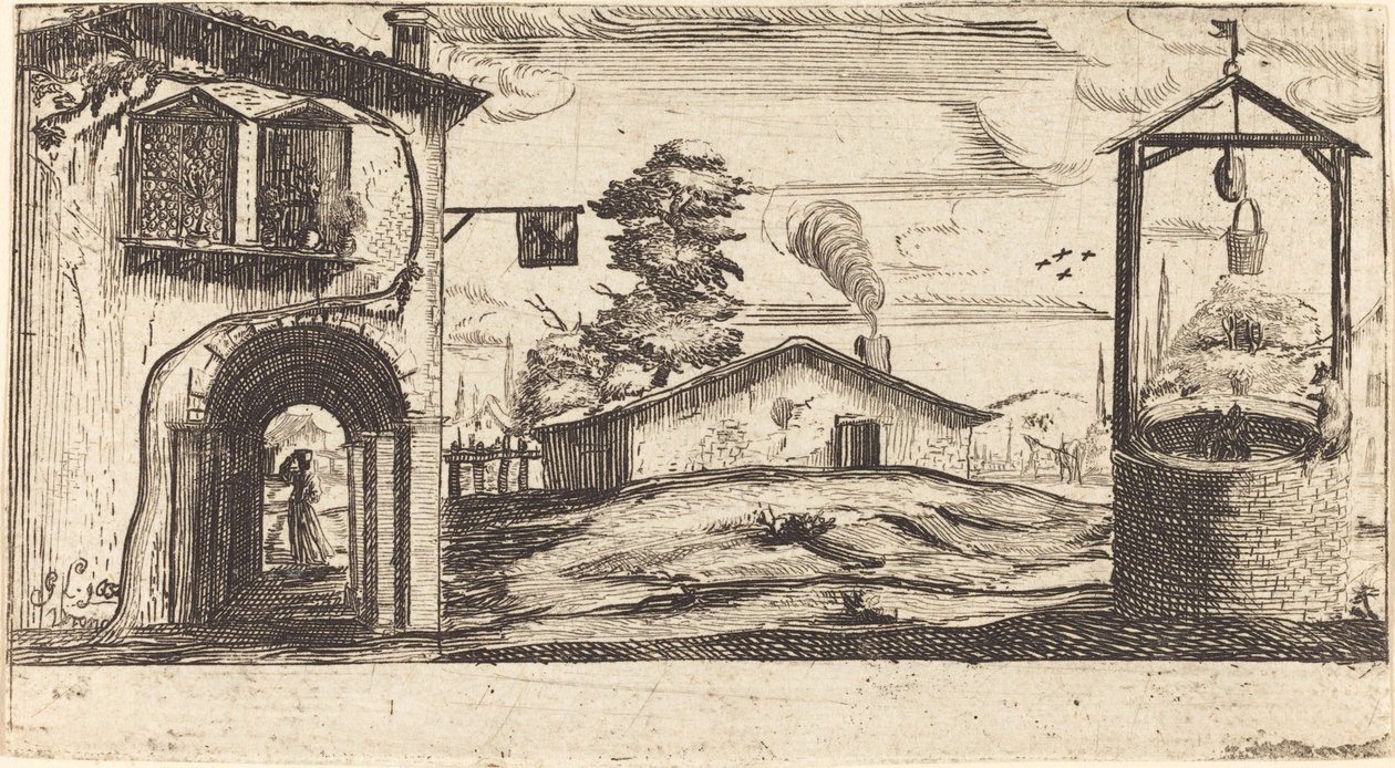 Landschap met een put door After Jacques Callot