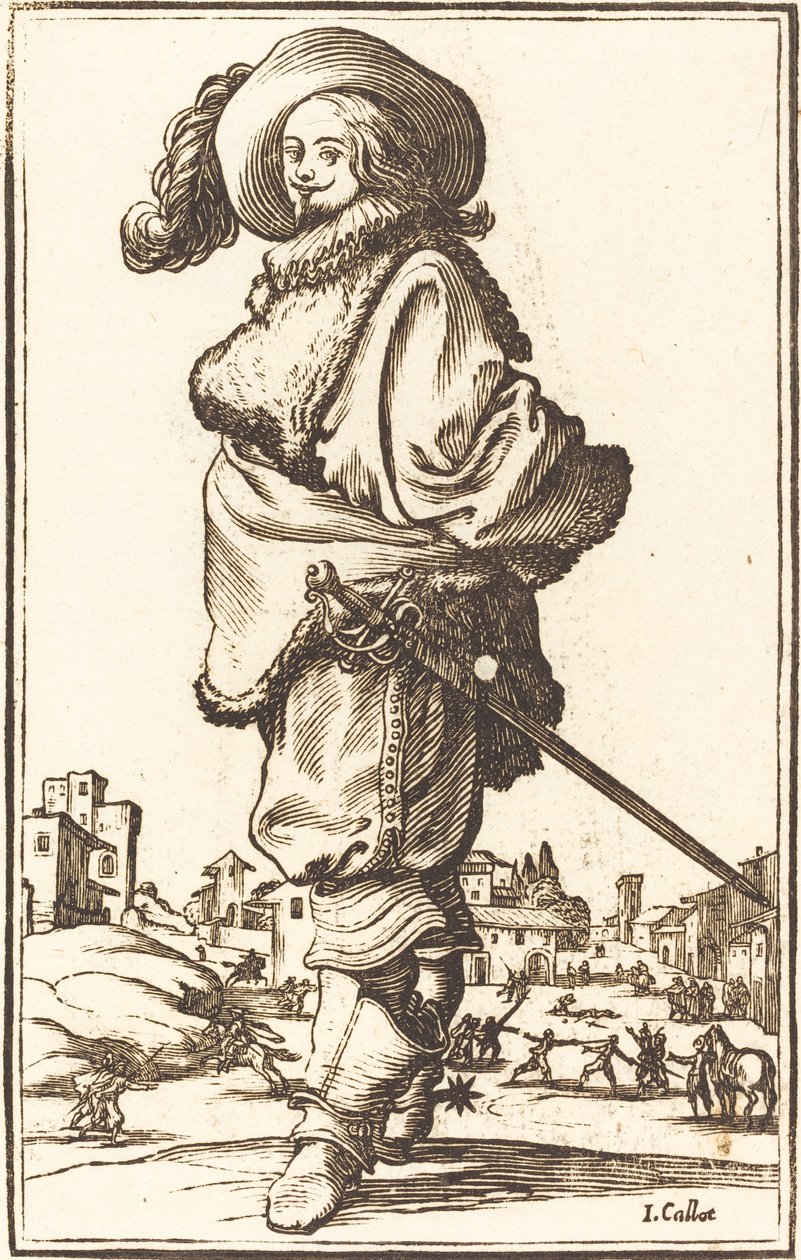 Edelman met bont plastron door After Jacques Callot