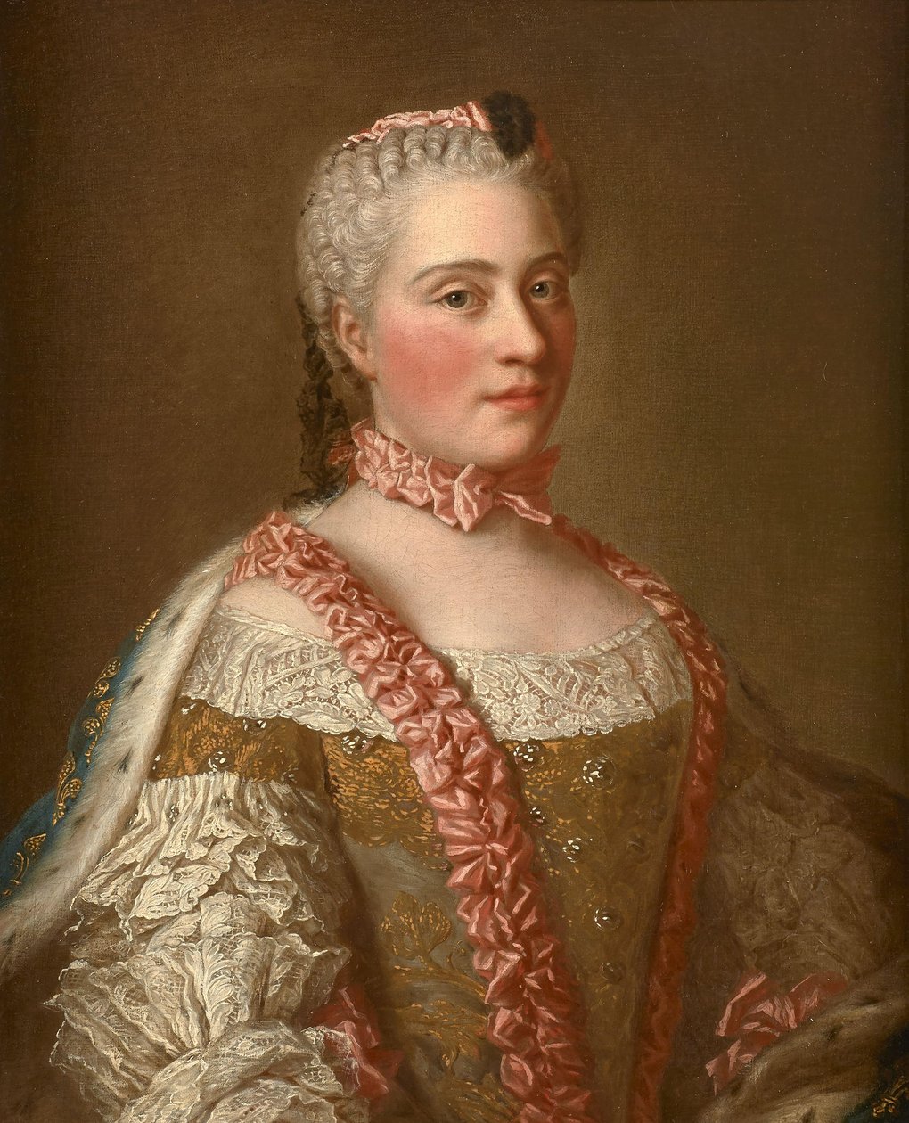 Naar Jean Étienne Liotard - Portret van Marie-Josèphe de Saxe door after Jean Etienne Liotard