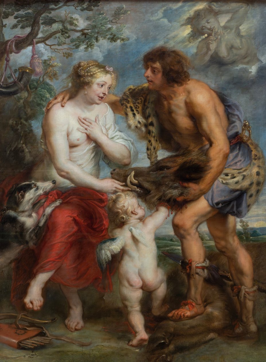 Duits: Meleager en Atalante Meleager presenteert de kop van het Calydonische zwijn aan Atalanta door after Peter Paul Rubens