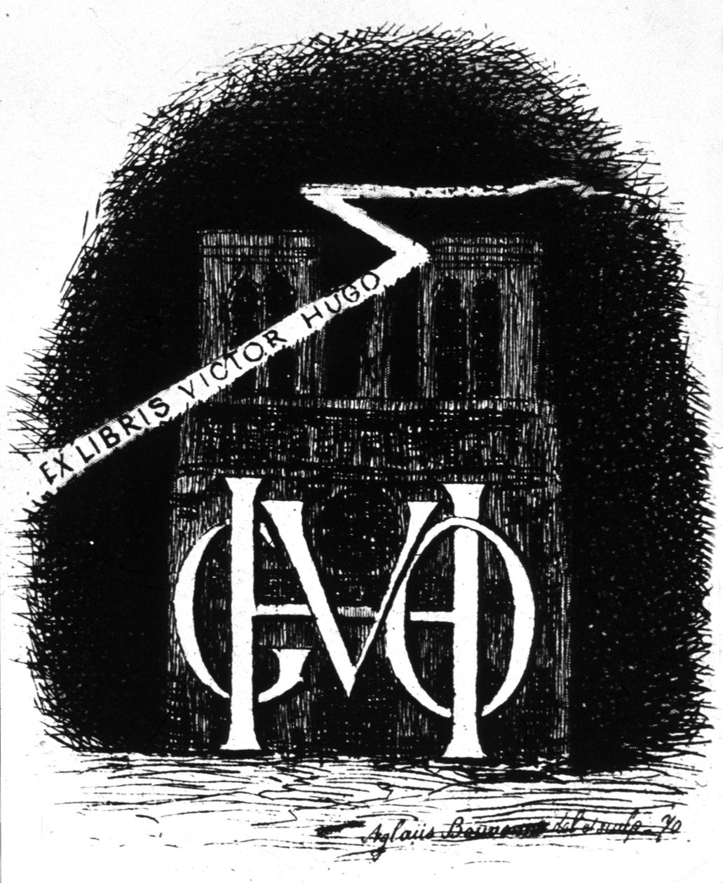 Ex-libris van Victor Hugo door Aglaüs Bouvenne