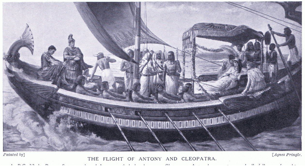 De vlucht van Anthony en Cleopatra, ca. 1920 door Agnes Pringle