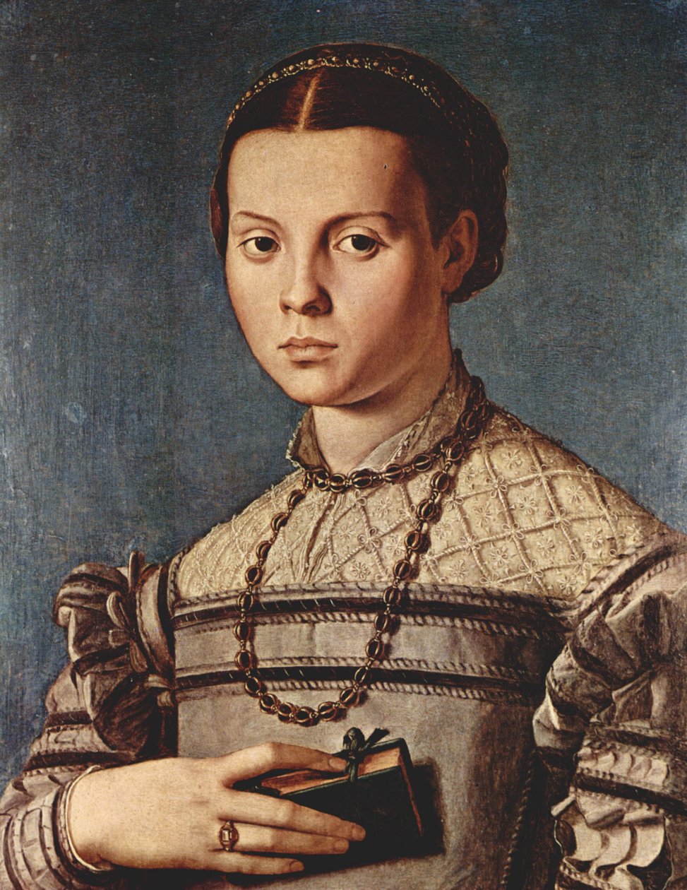 Portret van een meisje met een boek door Agnolo Bronzino