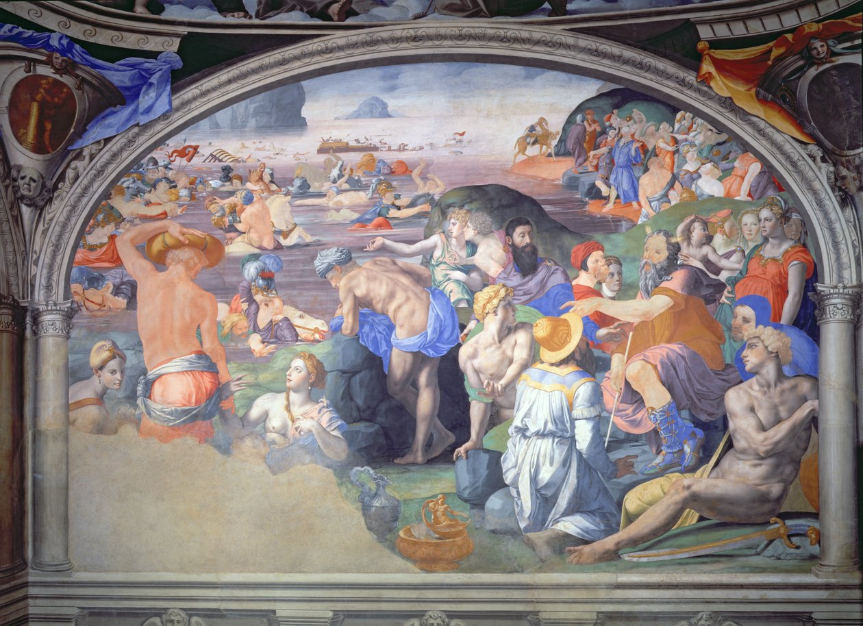 De Oversteek van de Rode Zee, 1555 door Agnolo Bronzino