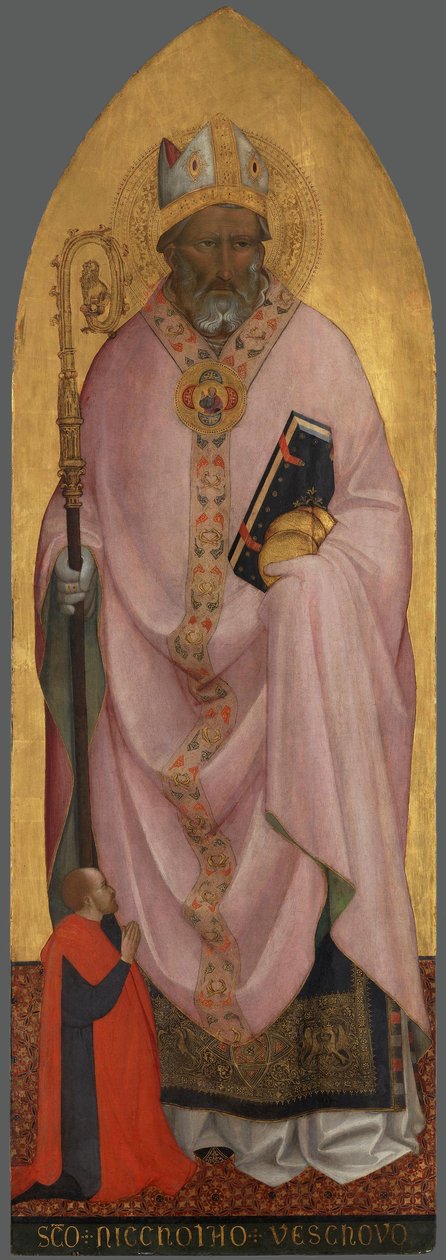 Hl. Nikolaus von Bari mit einem Stifter door Agnolo Gaddi