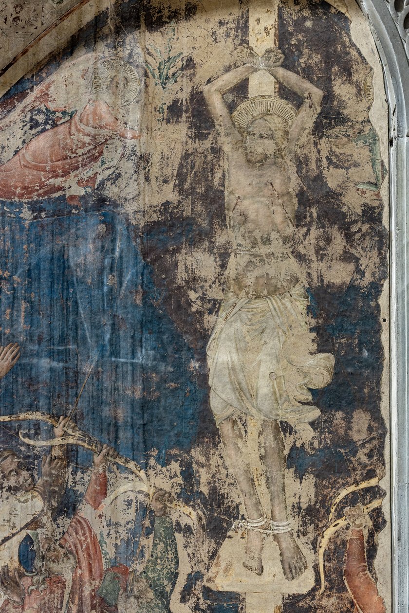 Martelaarschap van St. Sebastian (detail) door Agnolo Gaddi