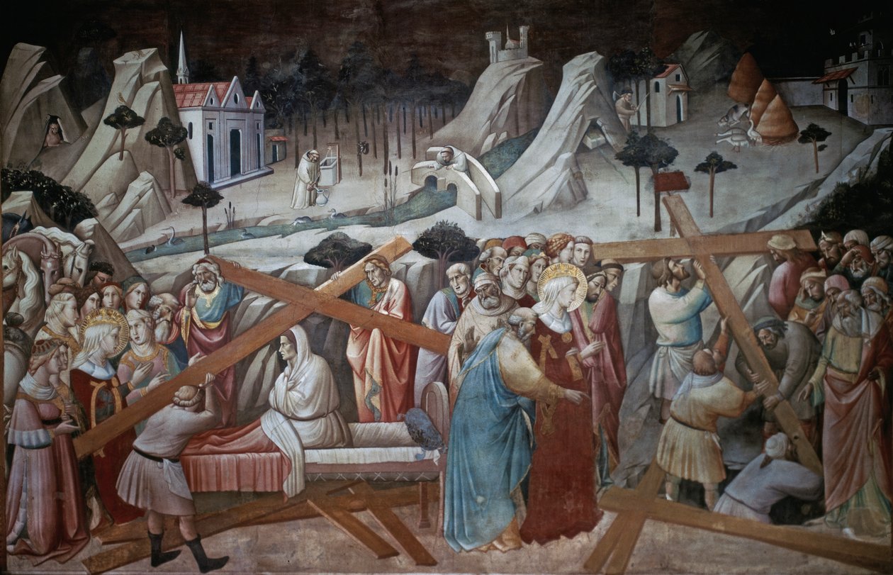 Sint Helena graaft om het ware kruis te vinden, uit de Legende van het Ware Kruis-cyclus door Agnolo Gaddi, kapel van de Basiliek van Santa Croce, Florence door Agnolo Gaddi