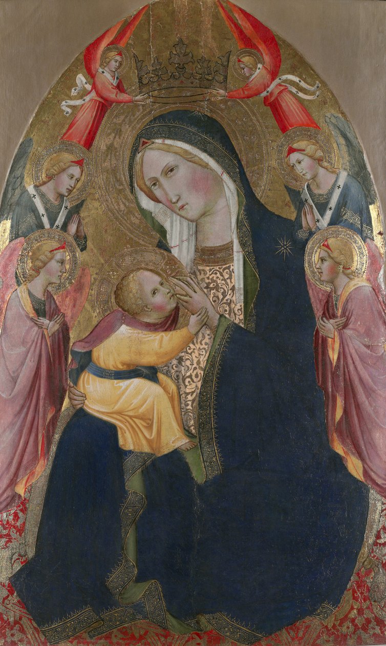 De Madonna van nederigheid met aanbiddende engelen door Agnolo Gaddi