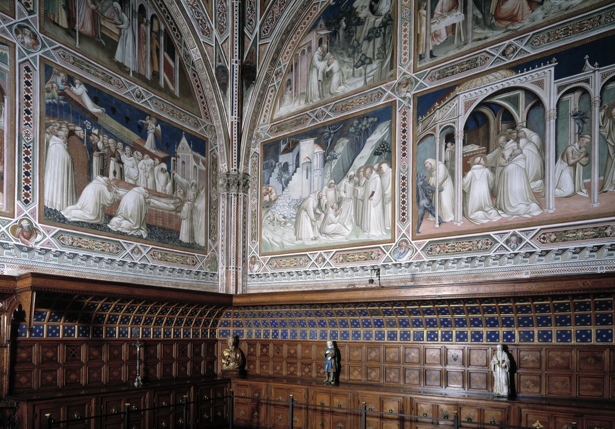 Zicht op de kapel Castellani versierd met fresco