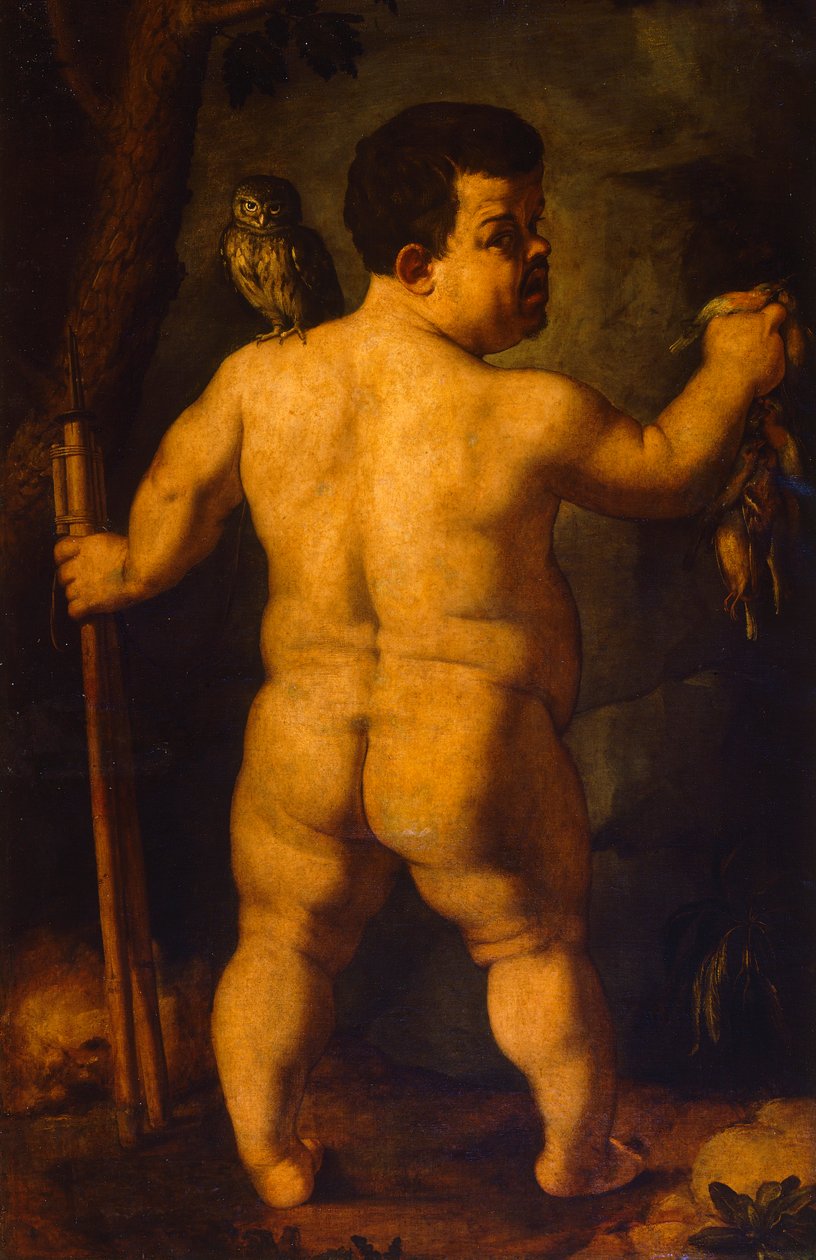 Dubbelportret van de dwerg Morgante: volledige weergave van achteren door Agnolo Bronzino