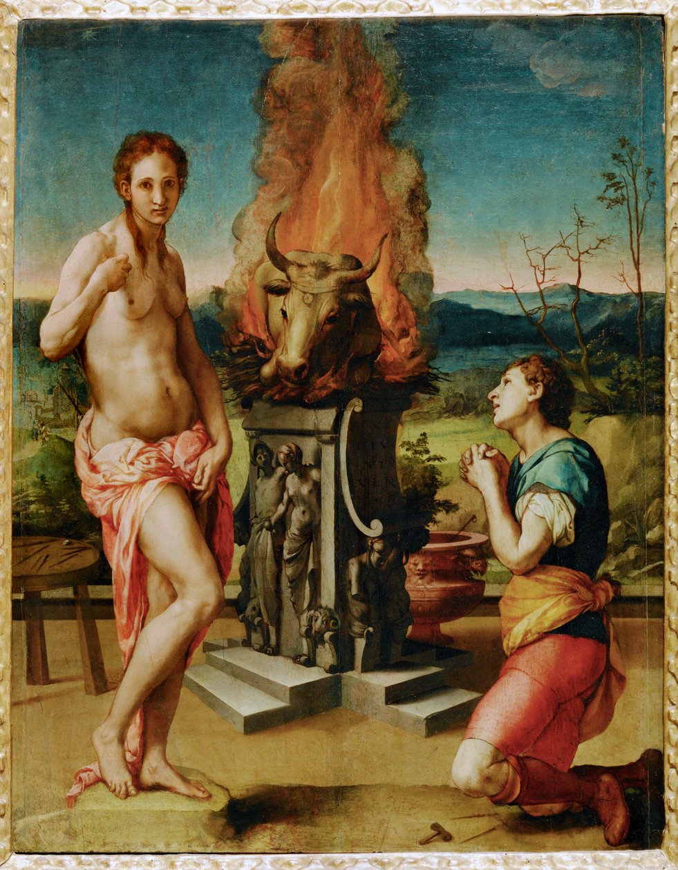 Pigmalion en Galatea (schilderij op hout) door Agnolo di Cosimo Bronzino