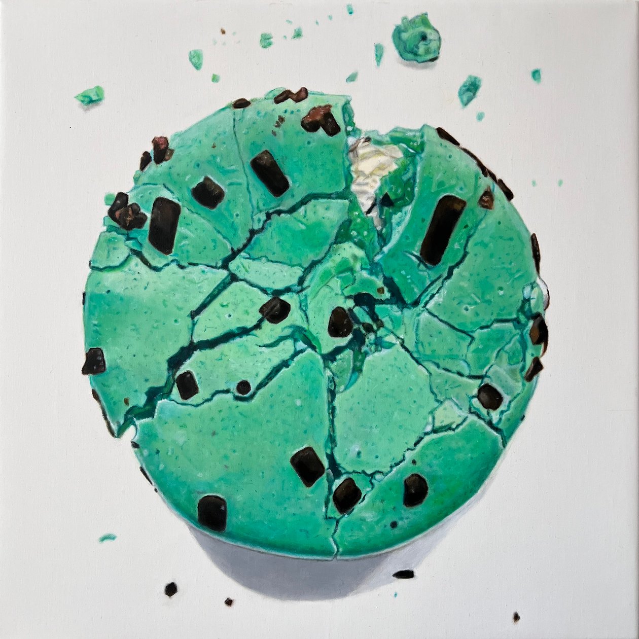 Abstracte macaron, 2025 (olieverf op doek) door Agnès Lefèvre