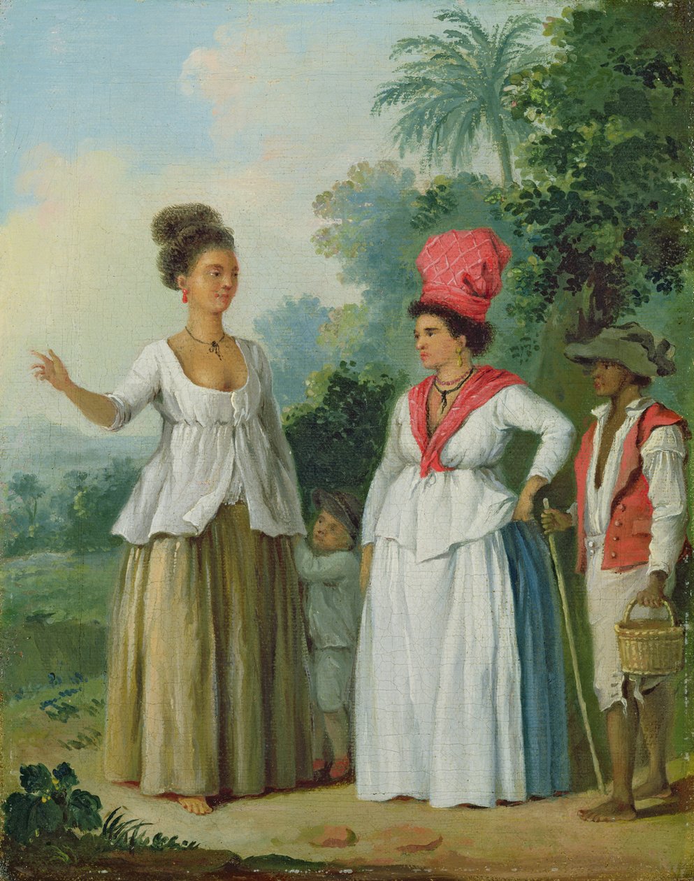 West-Indische vrouwen van kleur, met een kind en zwarte bediende, c.1780 door Agostino Brunias