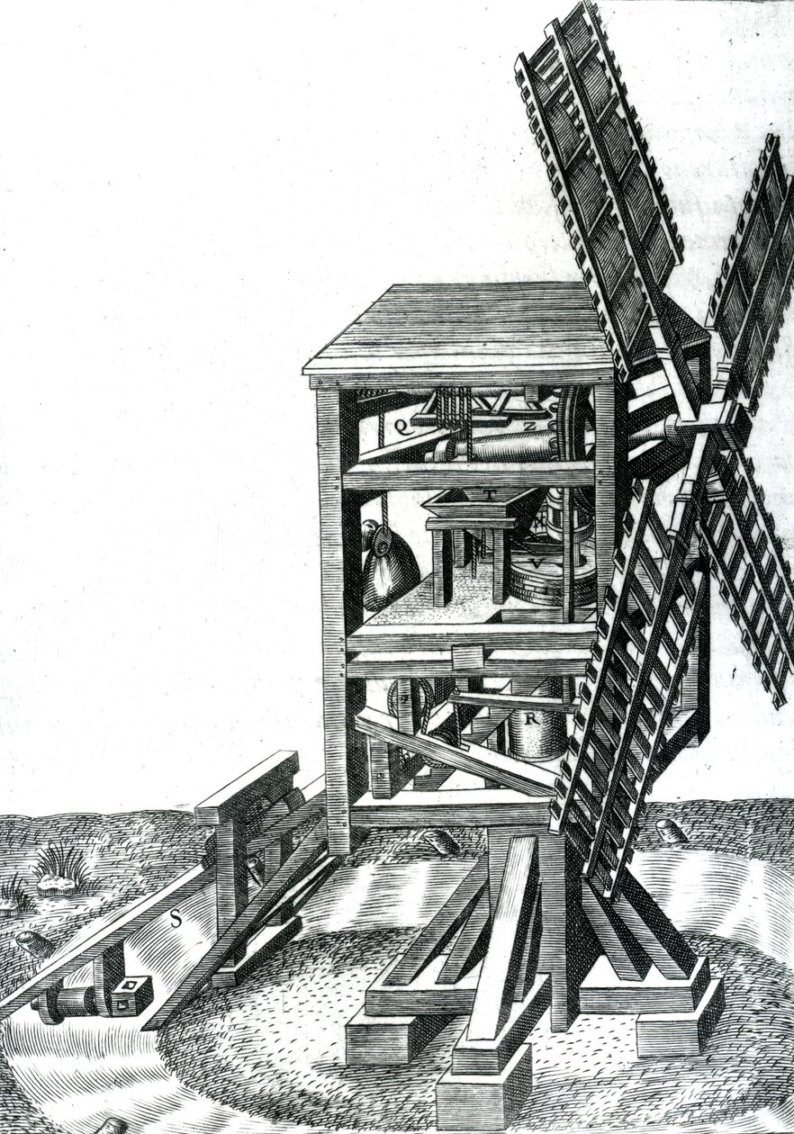 Figuur CXXXIII, een windmolen met een roer, uit 