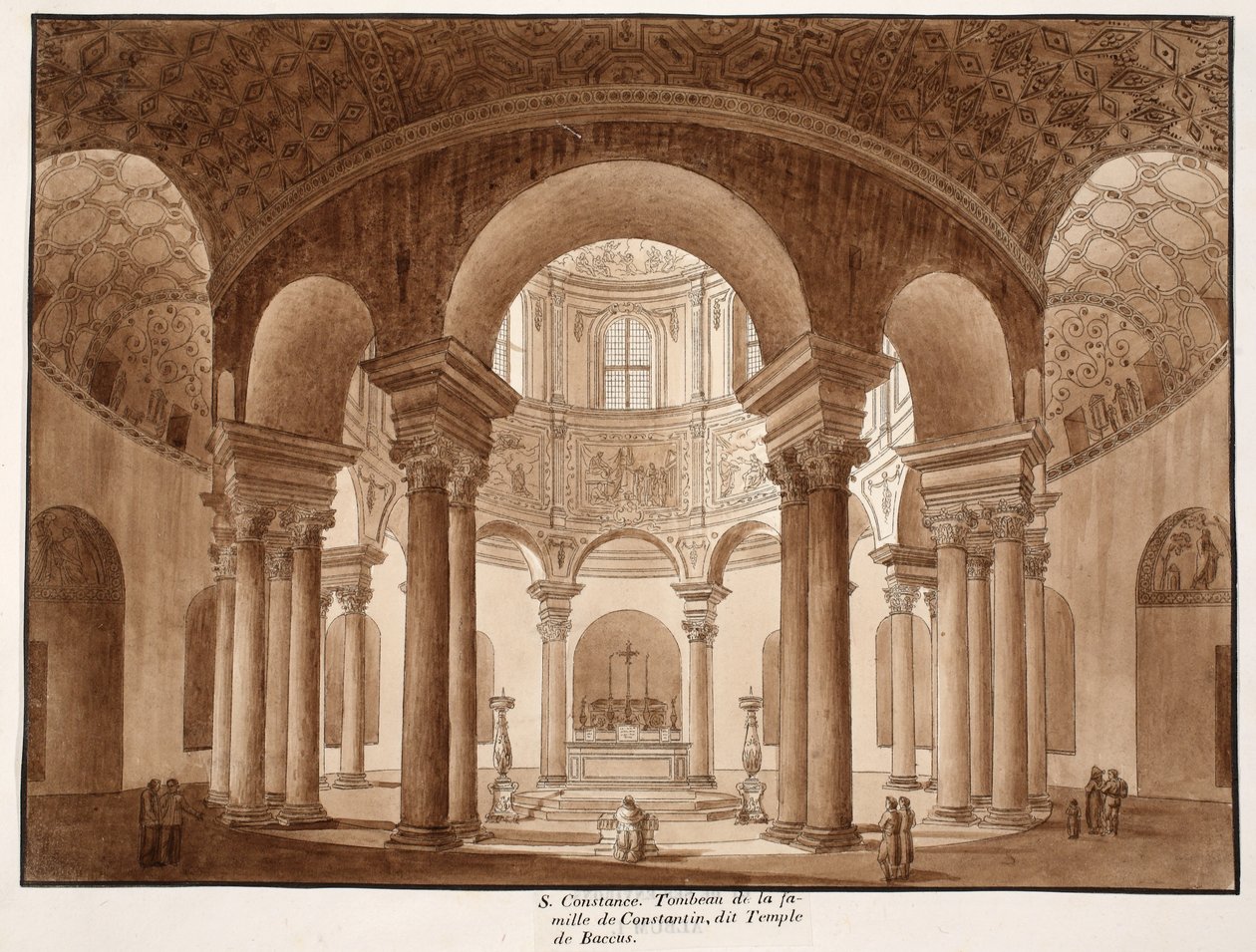 Santa Costanza. Het familiegraf van Constantijn, genaamd de Tempel van Bacchus, 1833 door Agostino Tofanelli