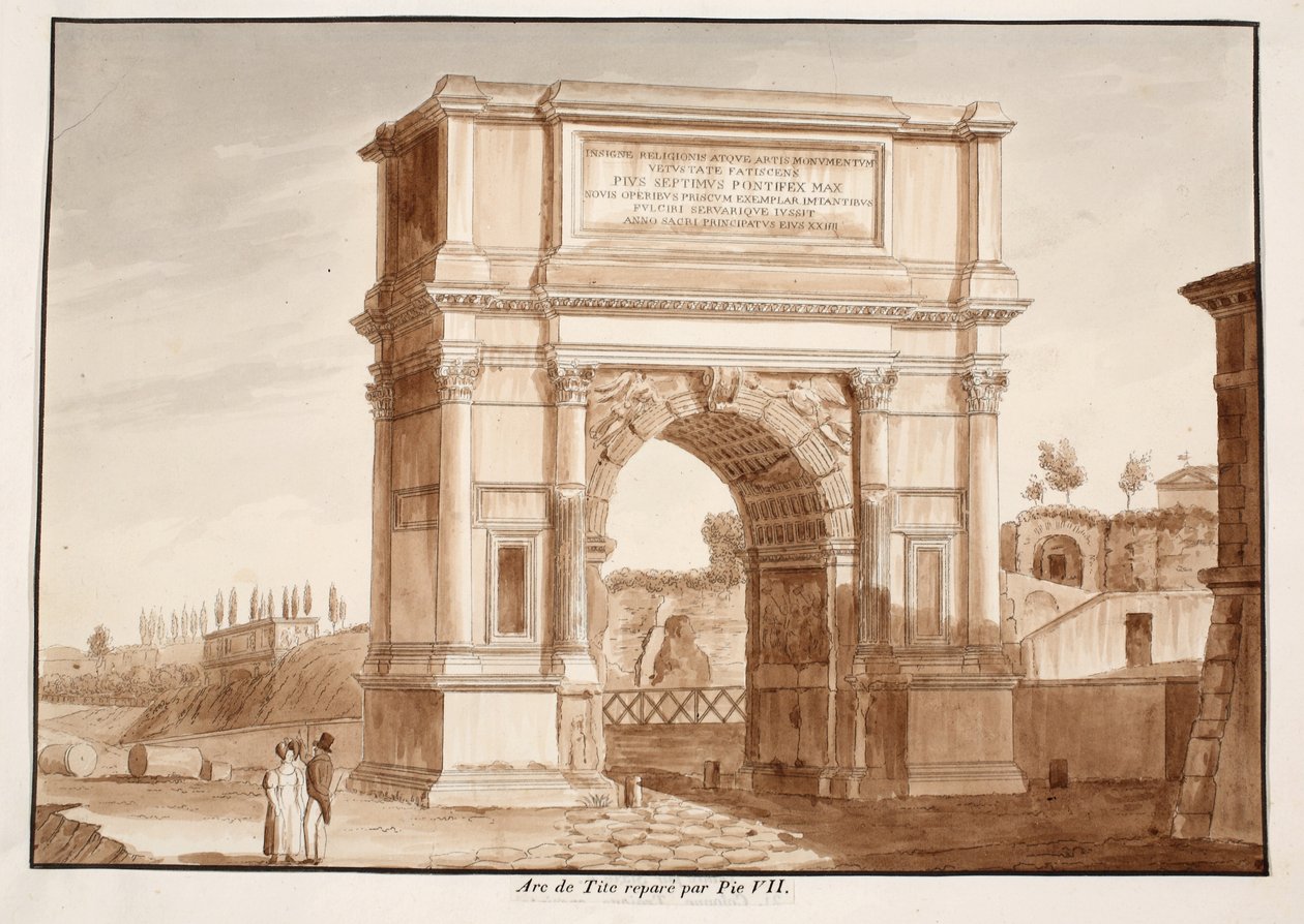 De Boog van Titus, gerestaureerd door Pius VII, 1833 door Agostino Tofanelli