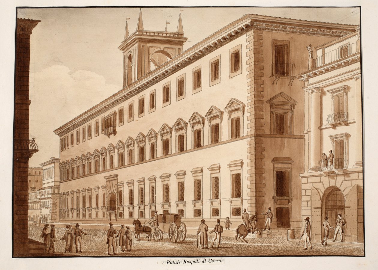 Het Palazzo Ruspoli al Corso, 1833 door Agostino Tofanelli