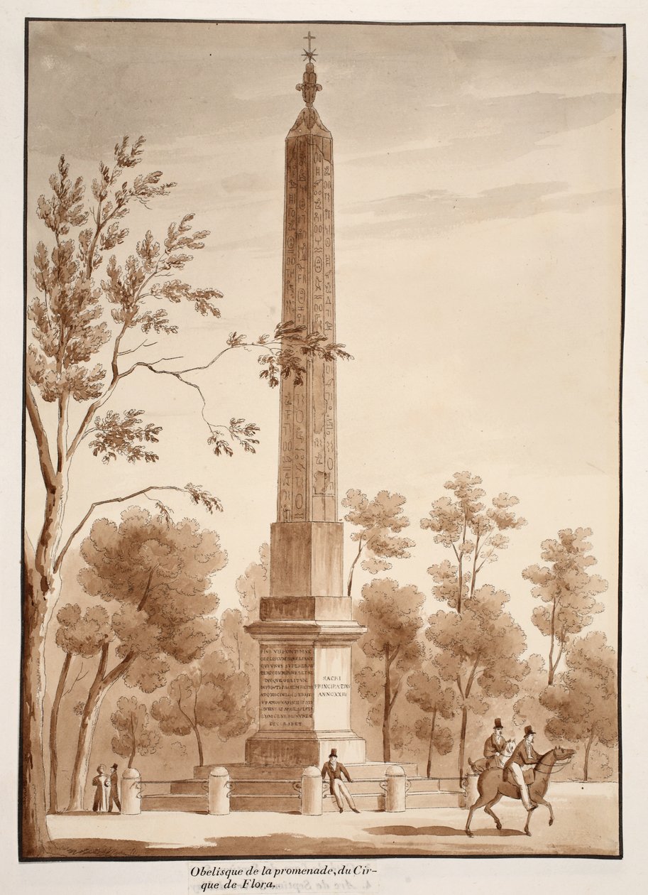 De Passeggiata Obelisk, van het Circus van Flora, 1833 door Agostino Tofanelli