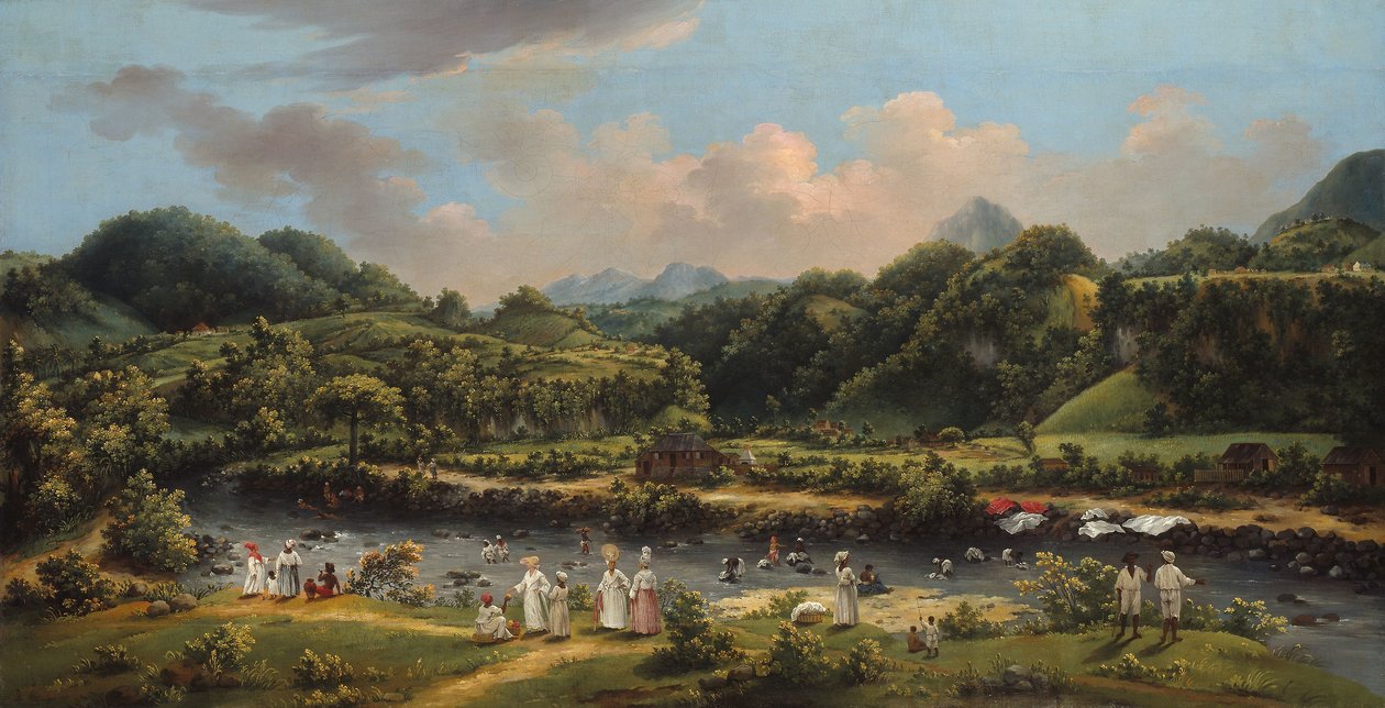 Uitzicht op de rivier Roseau, Dominica door Agostino Brunias