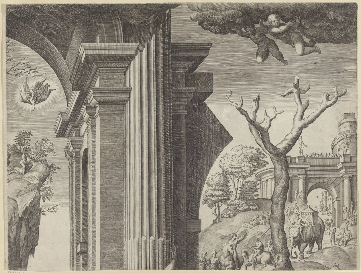 Aanbidding door de koningen (deel rechtsboven) door Agostino Carracci