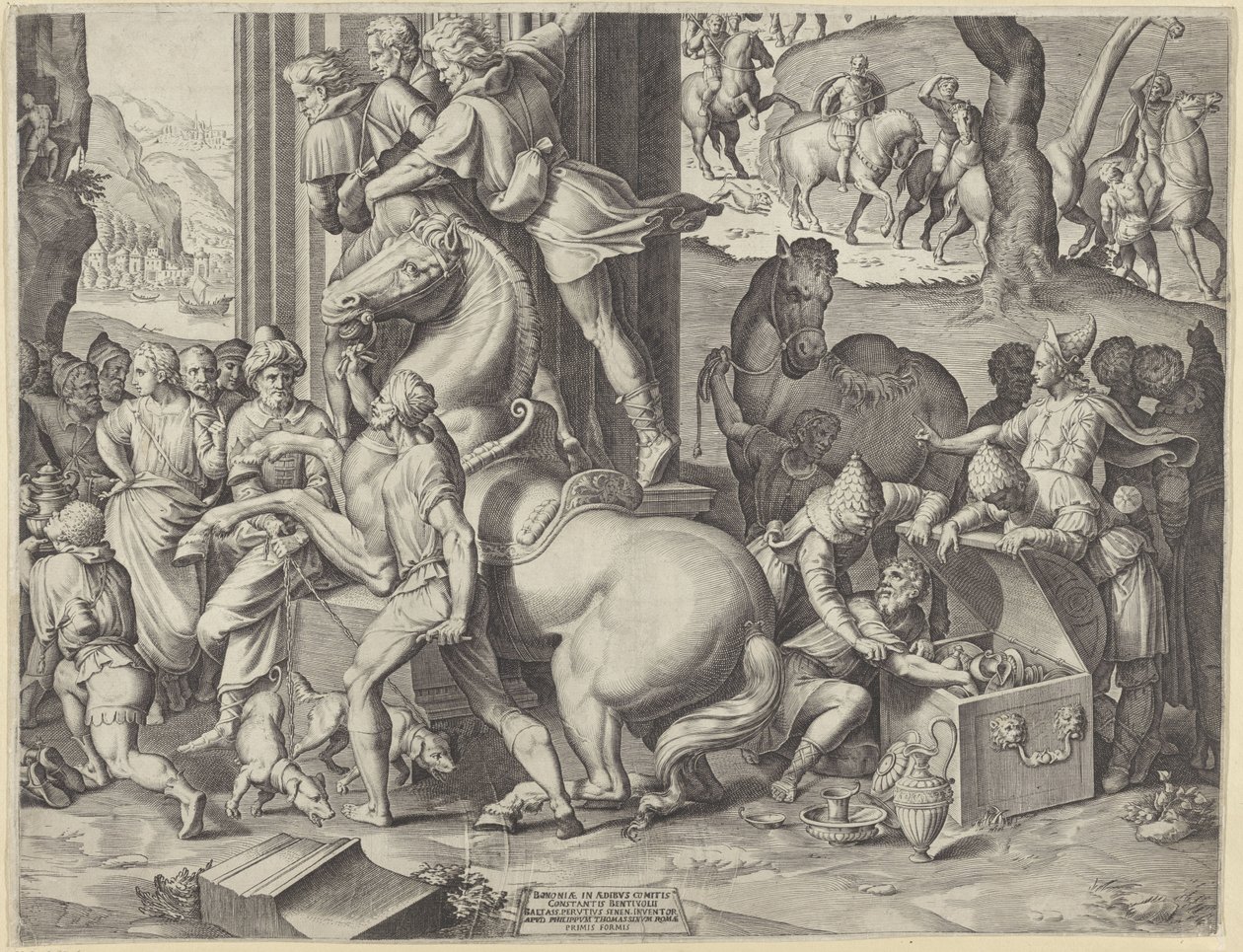 Aanbidding door de koningen door Agostino Carracci
