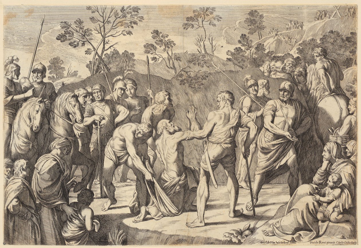 Aeneas vlucht met zijn familie uit Troje door Agostino Carracci